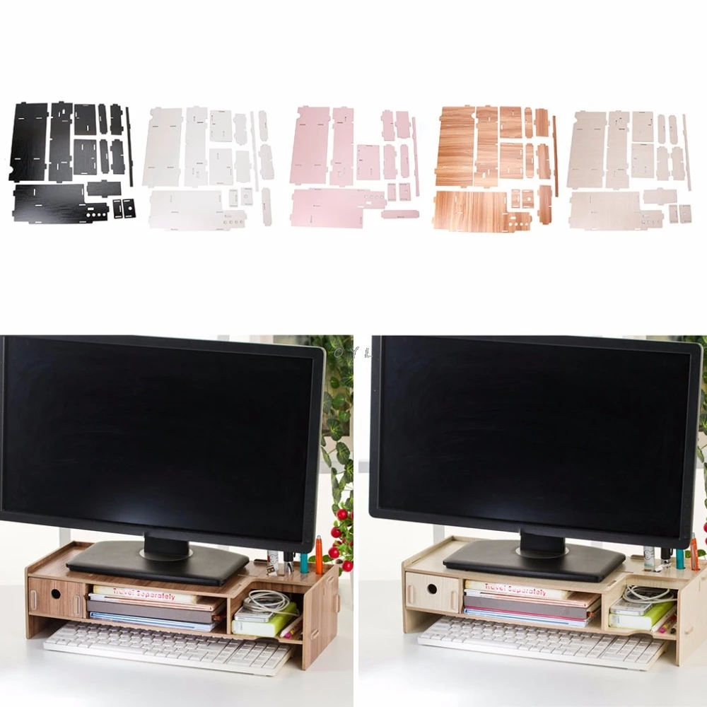 عالية الجودة خشبية شاشة كمبيوتر سطح المكتب الناهض حامل تلفاز حامل على لوحة المفاتيح منظم مكتب تخزين الفضاء للكمبيوتر محمول