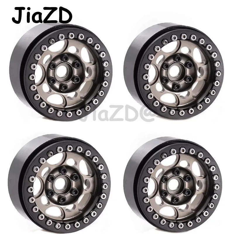 

4PCS Metal 1.9" Heavy Duty Beadlock Wheel Rims for 1/10 RC Crawler Axial Scx10 II D90 TRX-4 Tamiya CC01 D110(Titanium+Black)