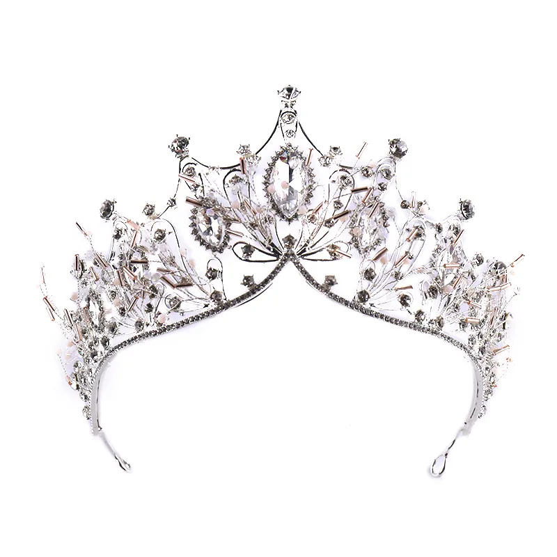 Роскошный Серебряный Большой прозрачный кристалл Принцесса Королева диадема Стразы невесты короны и диадемы для свадебной вечеринки