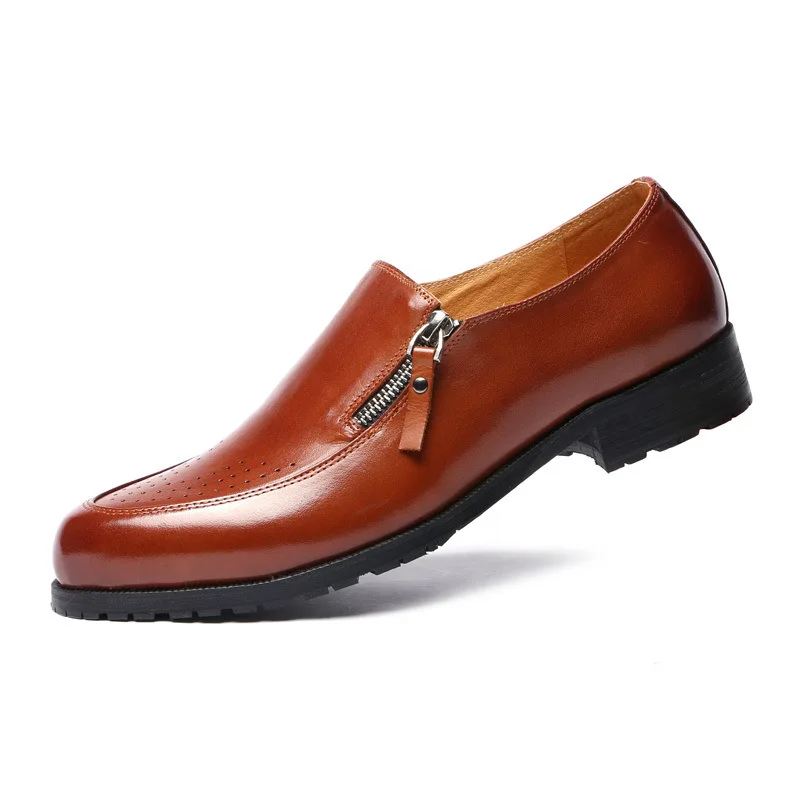 

Fashion black / brown mens loafers dress shoes genuine leather mens casual business shoes with