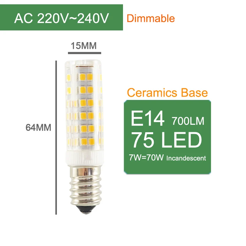 Kaguyahime керамический Диммируемый E14 G4 G9 светодиодный лампочка 220В AC DC 12В 3 Вт 5 Вт 6 Вт 7 Вт 9 Вт 10 Вт 12 Вт COB SMD 220 светодиодный ламповый светильник - Испускаемый цвет: E14 75LEDs Dimmable