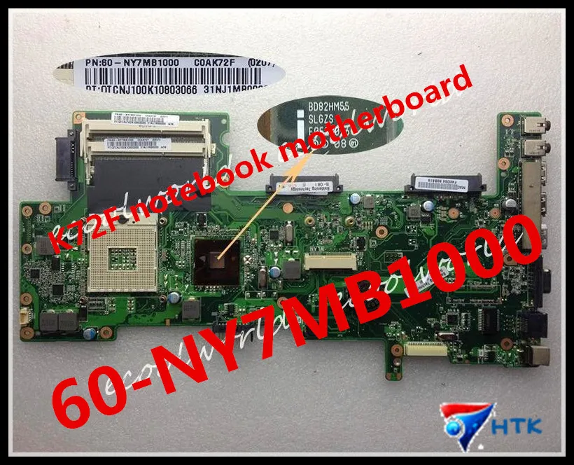 

Wholesale For asus K72F notebook motherboard 60-NY7MB1000 system mainboard 100% Work Perfect