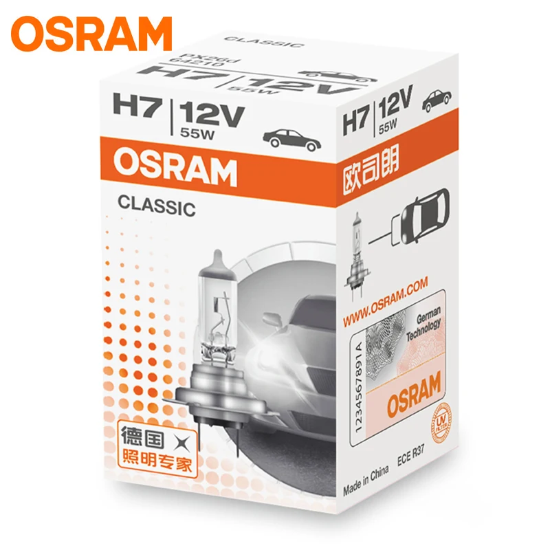 

OSRAM H7 car Headlight bulb High beam Low beam lights Headlight bulb Halogen lamp Longevity type 12V 55w (single pack)