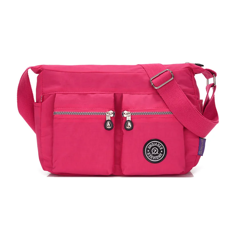Новинка корейская модная женская сумка Водонепроницаемый нейлоновая сумка плеча сумки с несколькими отделениями женская сумка - Цвет: Ярко-розовый