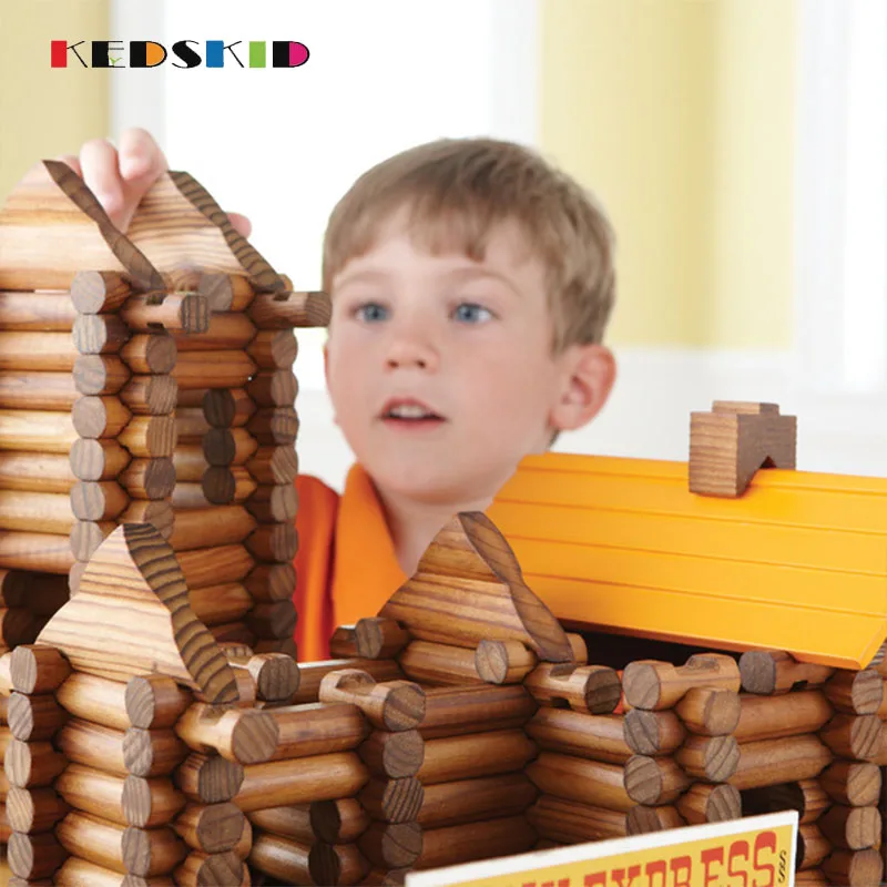 

165pcs Forest Log Set Creative Educational Building Blocks Construction Cabin Suit Assembles Toy Wooden Lincoln Room Toys