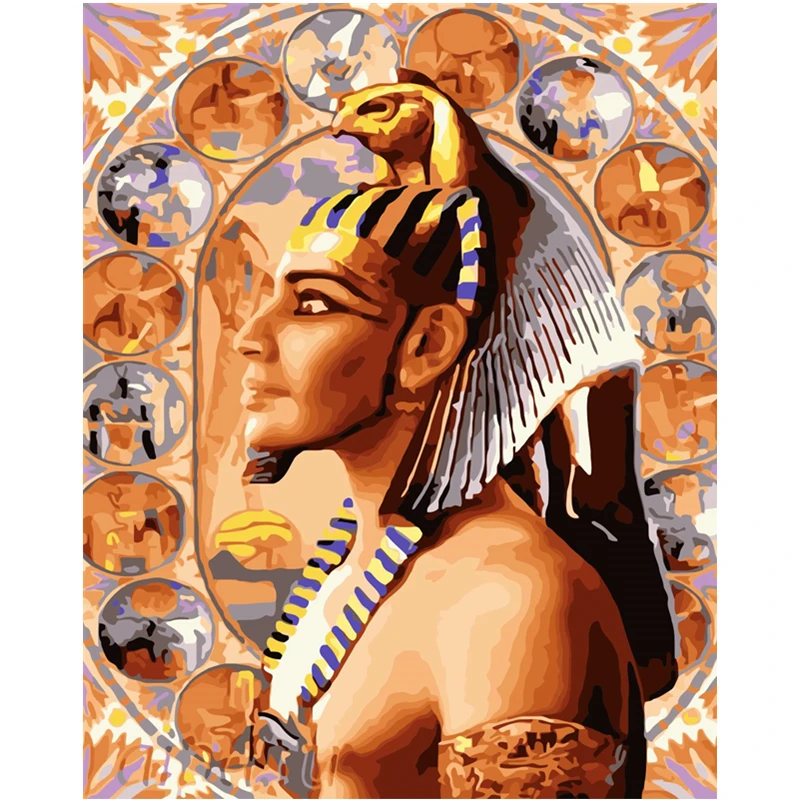 

Painting By Numbers DIY Dropshipping 40x50 60x75cm Indian Egyptian Pharaoh Figure Canvas Wedding Decoration Art picture Gift