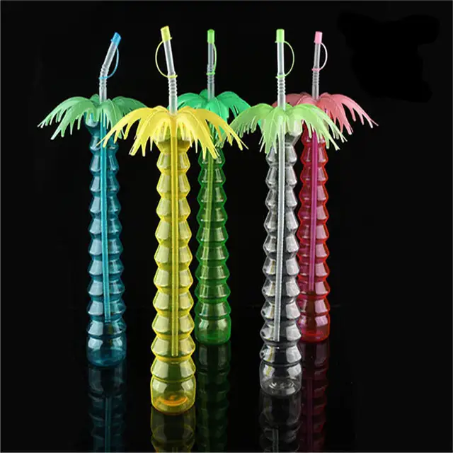 5pcs/lot Tropical Coconut Palm Tree Luau Yard Cup Hawaiian Summer Beach