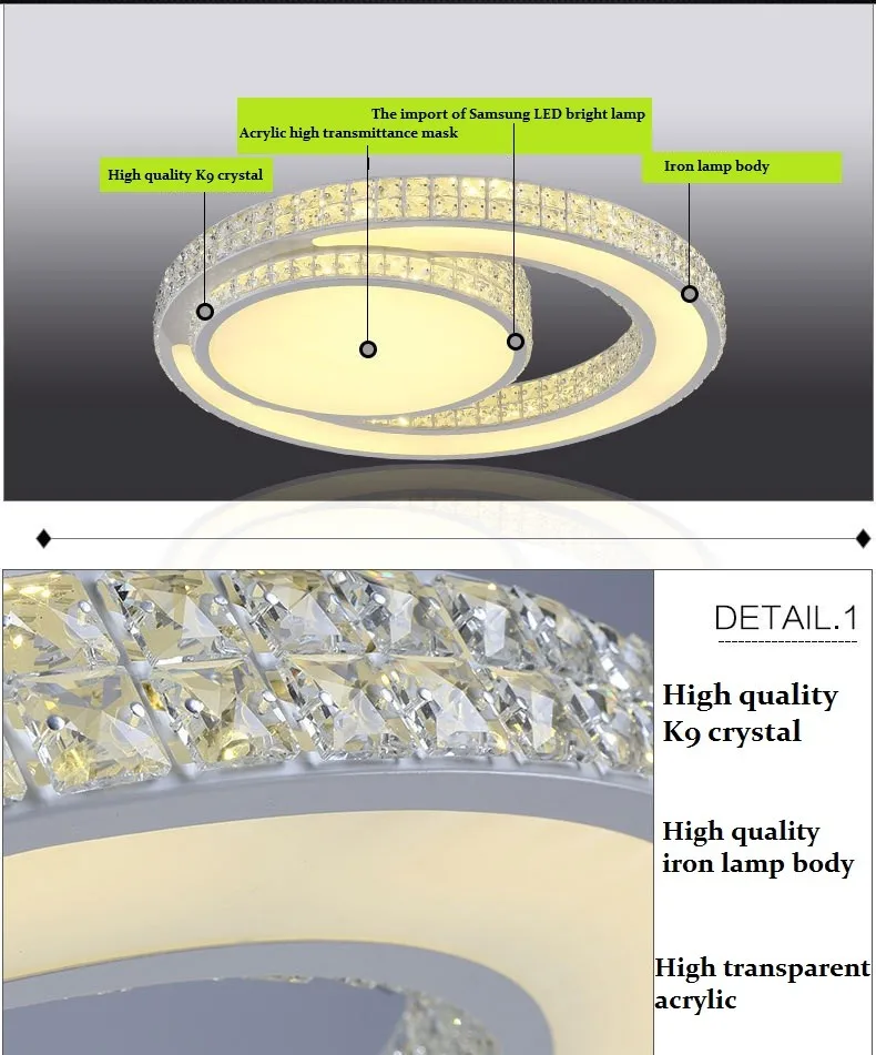 Кольцо Хрустальный акриловый светодиодный Потолочные светильники гостиная спальня столовая дома и бизнес затемнения потолочные