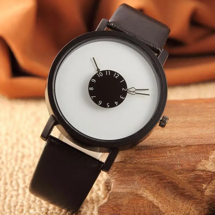 

Hot fashion creative watches women men quartz-watch 2017 BGG brand unique dial design lovers' watch leather wristwatches clock