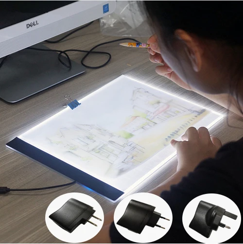 A4 LED Light Tablet Ultrathin 3 5mm Pad Apply To EU UK AU US USB Plug