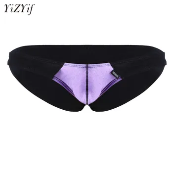 

2018 Gay Mens Sexy Briefs Underwear Sissy Panties Lingerie Patchwork Color Block Bulge Pouch Low Rise Stretchy Briefs Underwear