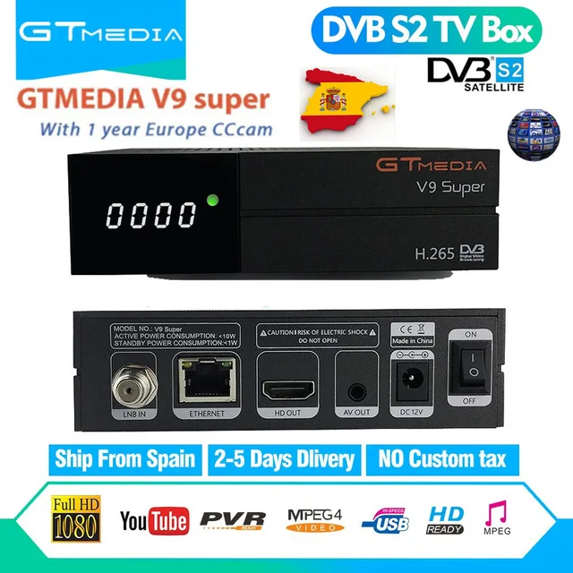 

Hot GTmedia V9 Super Satellite Receiver Freesat V9 Super DVB-S2 Updated GTmedia V8 Nova with CCcam Cline for 1 Year Spain iptv