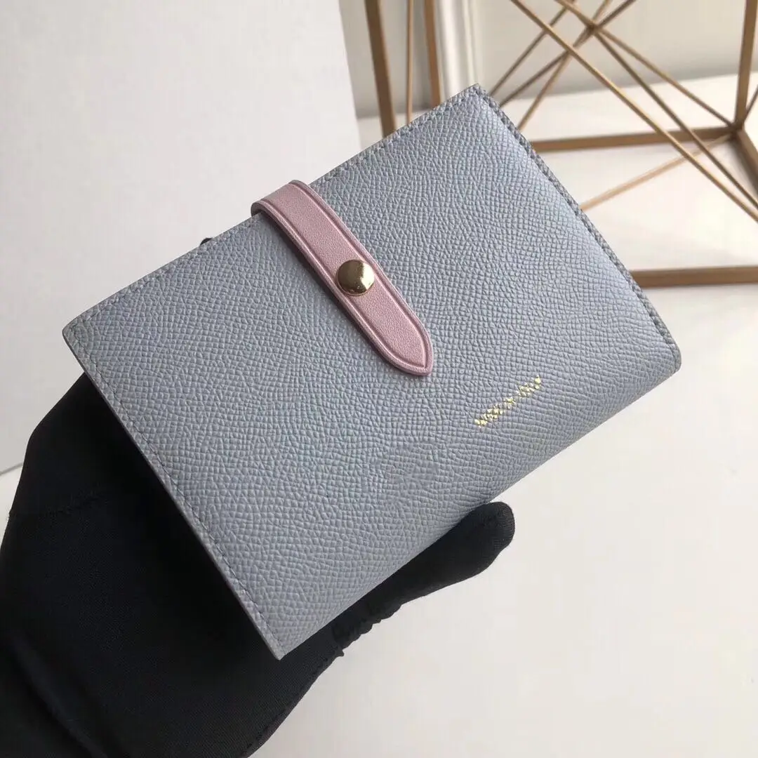 simple fashion color top layer leather toothpick pattern function wallet ladies buckle wallet card package