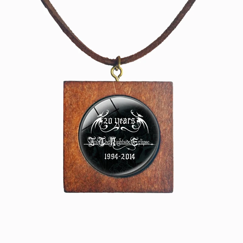 

Emperor Black Metal Band Logo Necklace Norway Band Emperor Pendant Rock Band Handmade Glass Dome Wooden Jewelry
