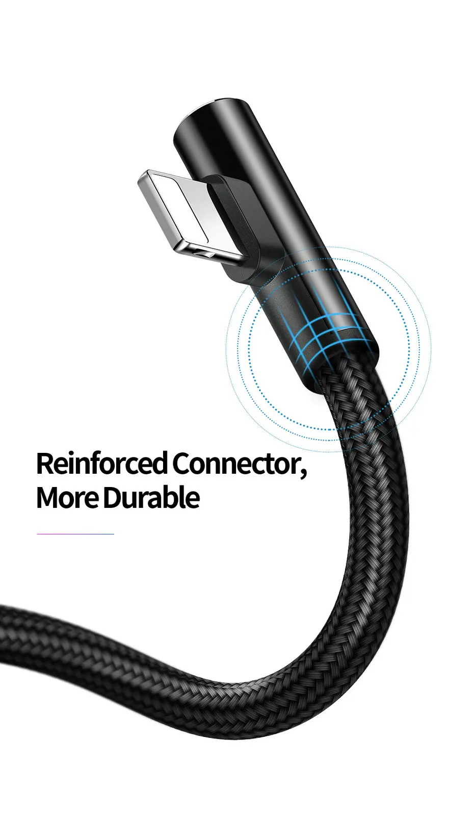 Mcdodo 90 Degree USB Cable For iPhone X Xs Max XR Fast Charging Data Cable For iPad iPhone 8 7 6s Plus 5s with LED Light (4)