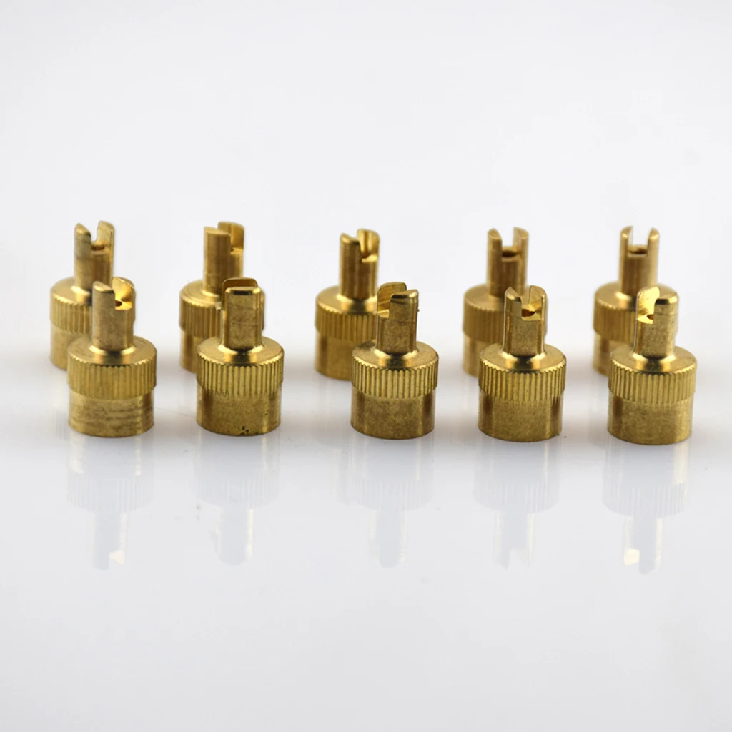 10 Pieces Motorcyle Car Slotted Head Valve Stem Caps with Core Remover Tools Valve Core Remover Wrench Wheels Tires Accessories