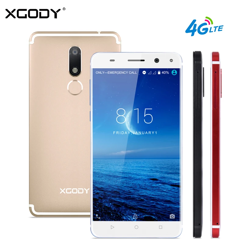 XGODY D22 4G LTE Smartphone 5.5 Inch Fingerprint Quad Core 2GB+16GB Touch Celular Android 7.0 13.0MP Dual SIM Mobile Cell Phones
