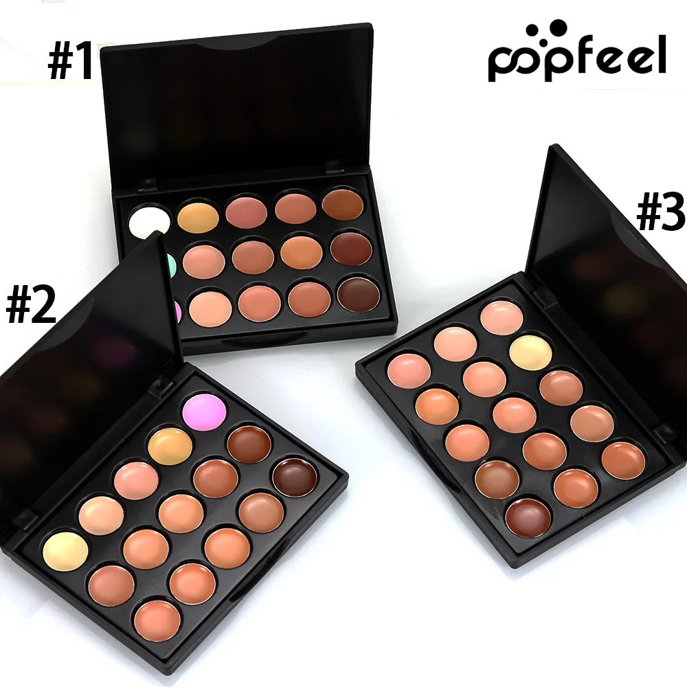 

POPFEEL 2018 Mini 15 Colors Face Concealer Moisturizer Brighten Natural Camouflage Cream Contour Palette Concealer Dropshipping