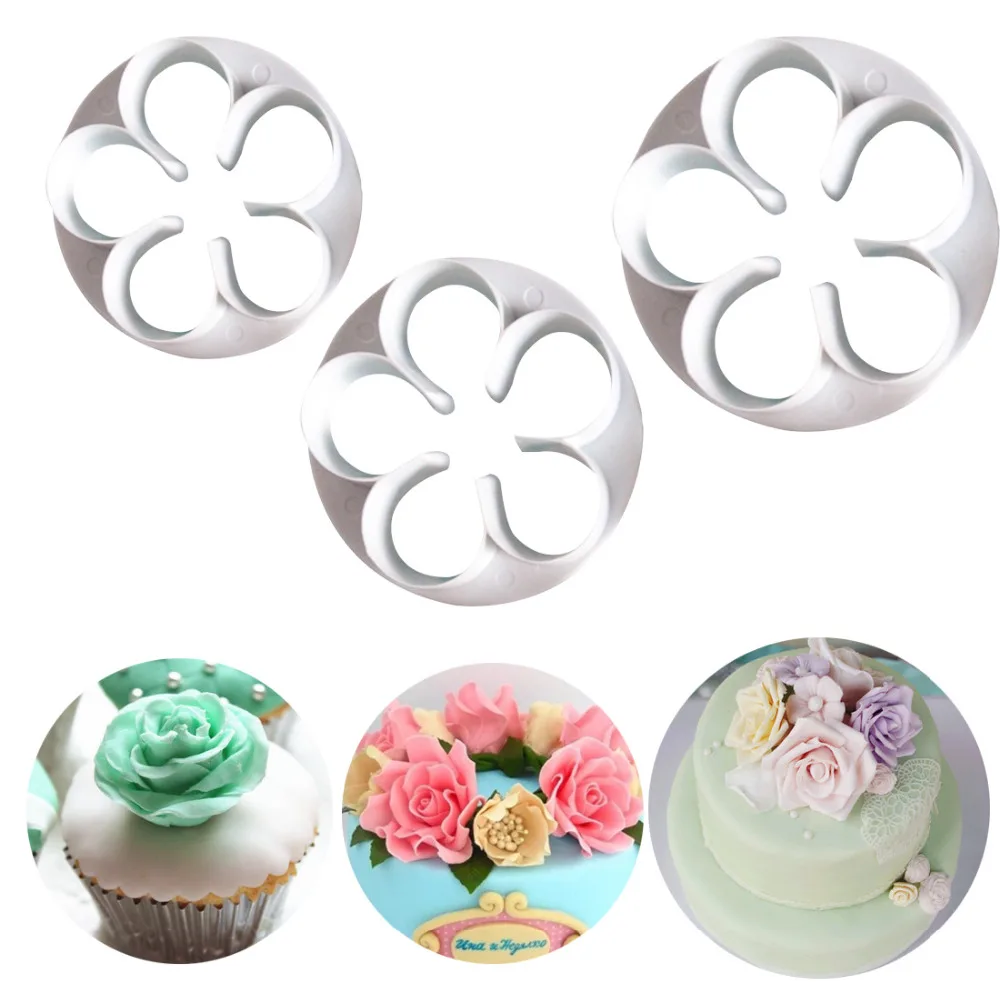 Cake Decorating Tools 4Pcs/Set Rose Flower Fondant Cake tools Cutters