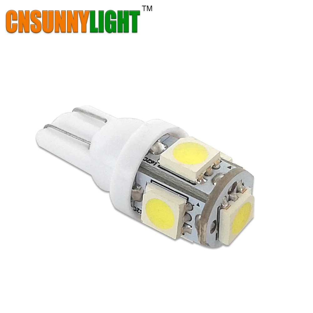 CNSUNNYLIGHT T10 Автомобильные Боковые лампы светодиодные 5SMD 5050 5 светодиодов белые для