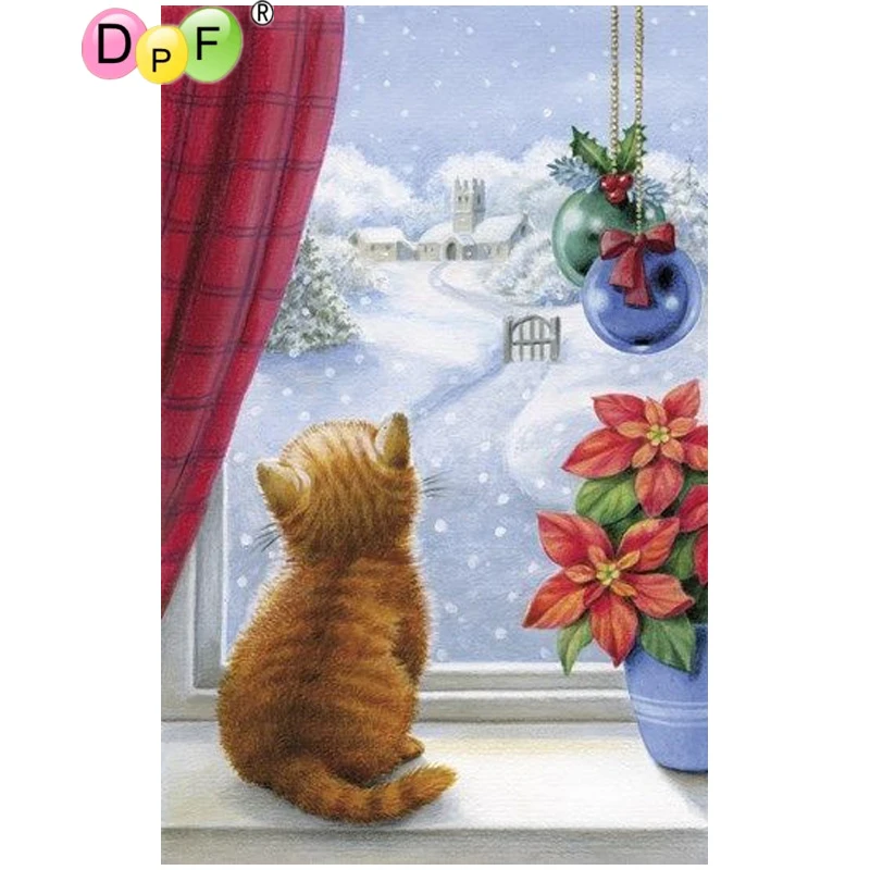 

DPF DIY The cat snow 5D wall painting diamond embroidery home decor mosaic kit full square diamond painting cross stitch crafts