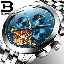 2017 Switzerland luxury men’s watch BINGER brand Mechanical Wristwatches sapphire watches full stainless steel clock B1188-9