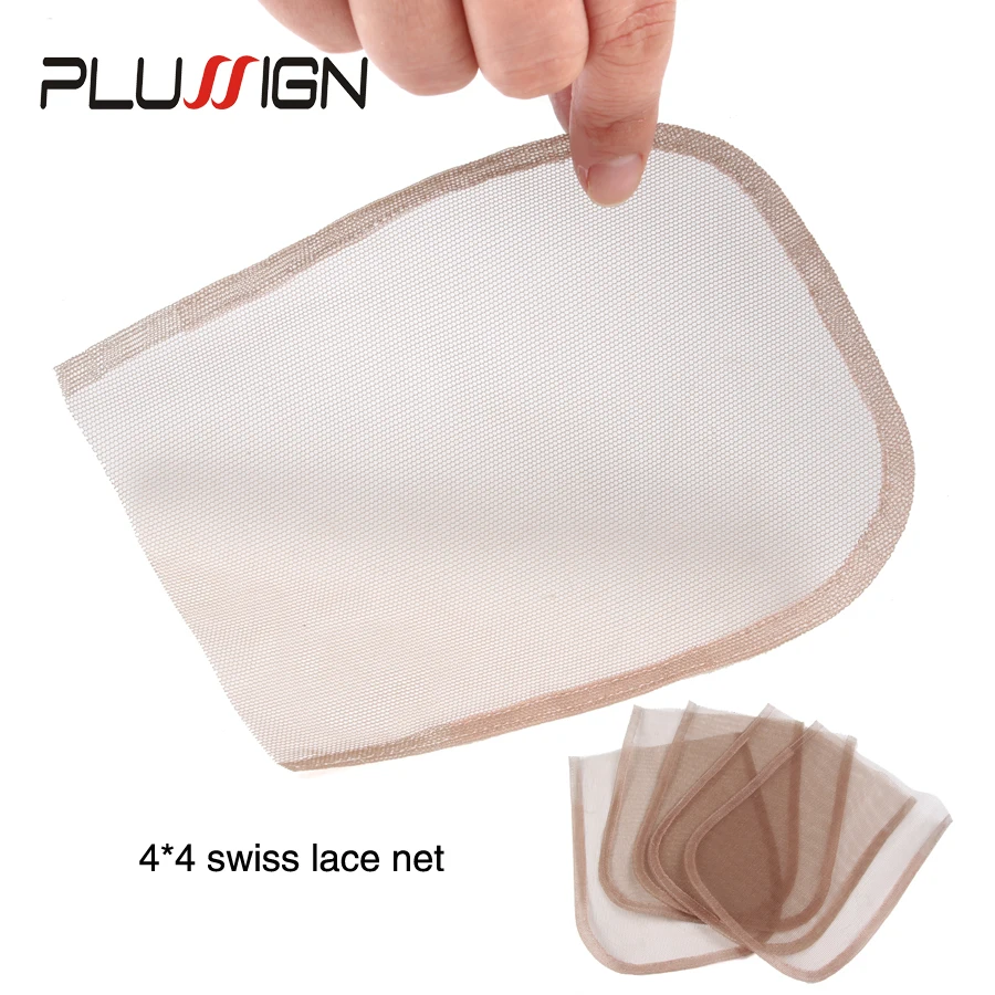 1-2 Pcs/Lot Plussign Swiss Lace Base Net For Wig Caps For Making Wigs 4x4 13x4 360 Size Lace Wig Nets Invisible Hairnet For Hair