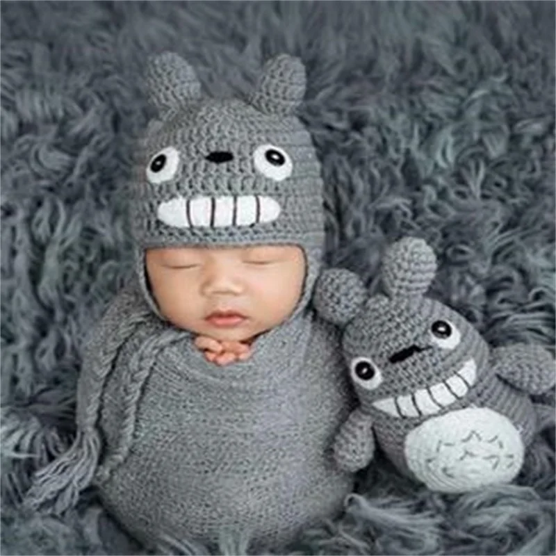 

2019New Children's Photography Clothing Baby Photo Cartoon Style Milk Cotton Wool Hand-Knitted Totoro Suit