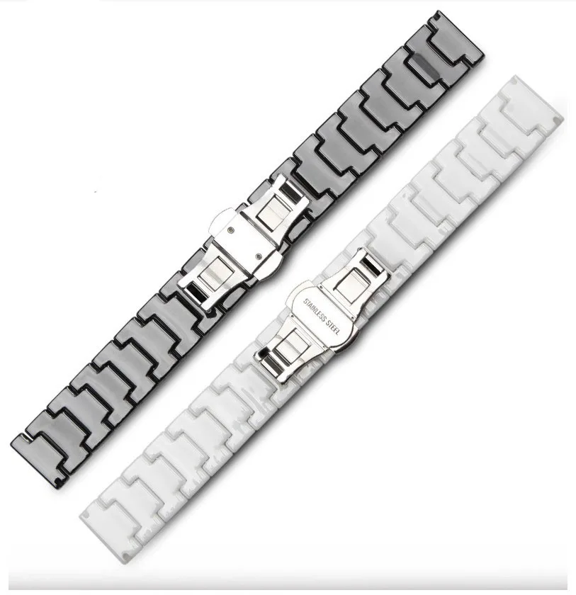 Водостойкий керамический ремешок для часов 14 16 18 20 22 мм ремешок для часов белый черный глянцевый керамический ремешок женские и мужские наручные часы
