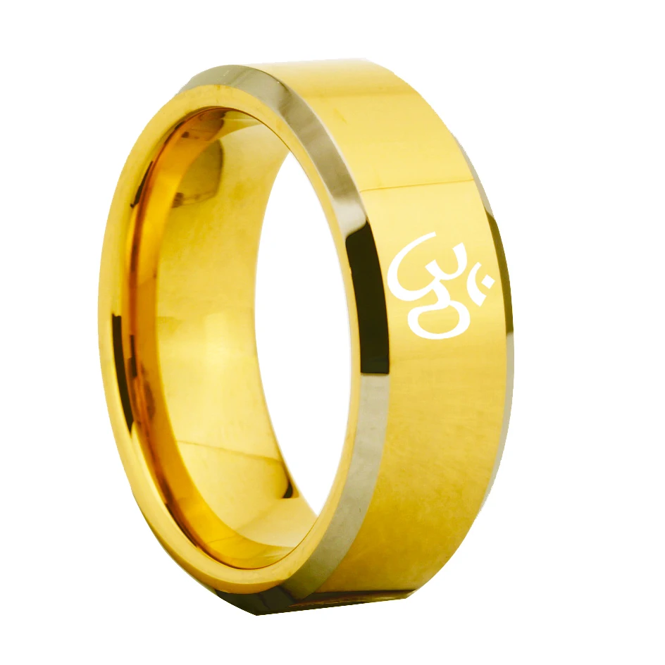 YGK Jewelry Religious Design Golden With Shiny Bevel Tungsten Ring New Men's Wedding Engagement Anniversary Gift Ring