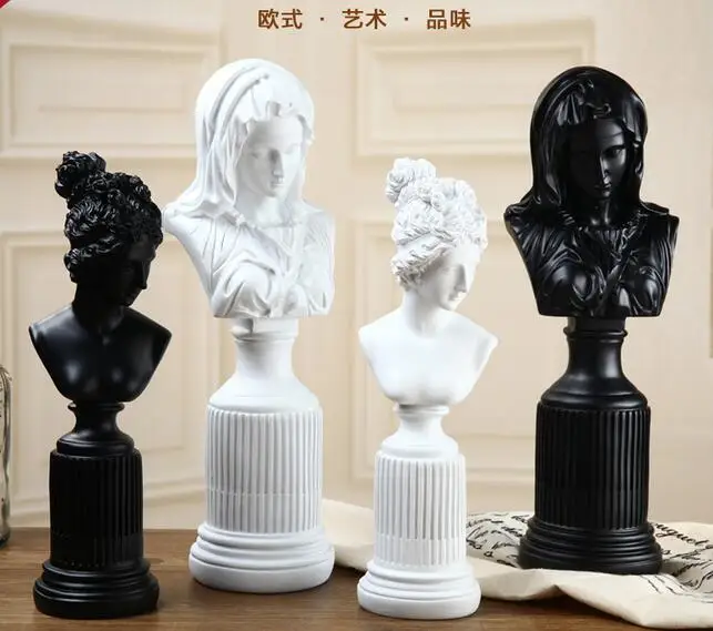

Статуя черно-белого творческого персонажа бюст из смолы украшение для комнаты