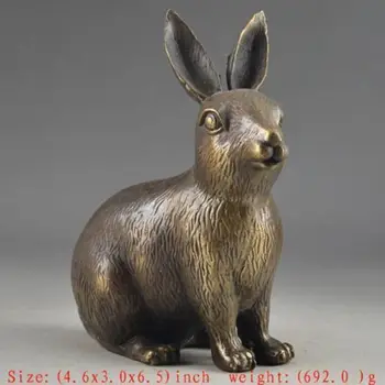 

Hammered Chinese Brass Lifelike Old Collectable Handwork Rabbit Statue