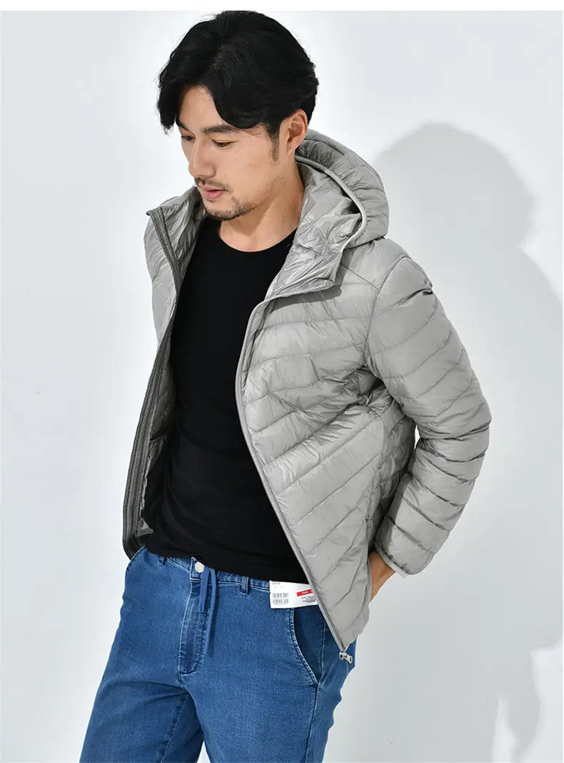 90% White Duck Down Jacket Men Winter Ultralight Light Hooded Male Parka Coat Man Brand Clothing Muls High Quality Outwear MD707-08