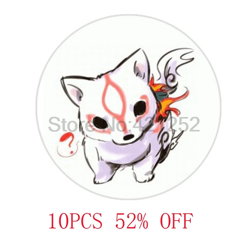 Okami Amaterasu Okamiden Chibiterasu стеклянный кабошон кулон ожерелье брелок Закладка запонка