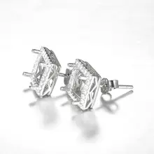 Стерлинговое Серебро 925 покрытый белым золотом кубический цирконий 6X6 мм Принцесса Cut серьги свадебное кольцо для женщин Изысканные Серьги Установка