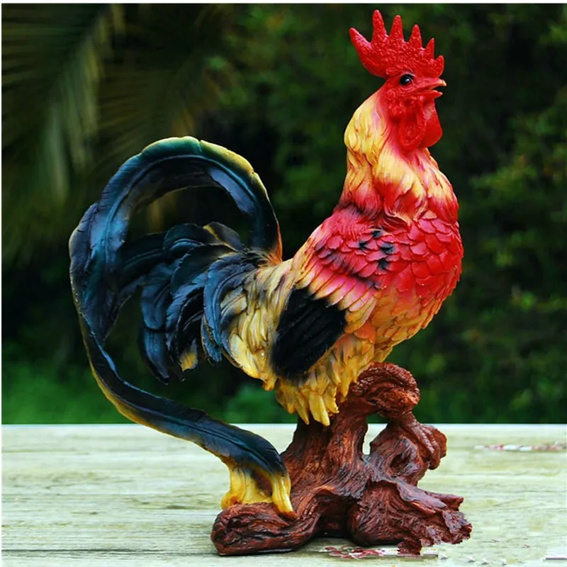 

Cute Simulation The Long Tail Chicken Animals Colophony Crafts Cartoon Home Decorations Collectible Toy L1979