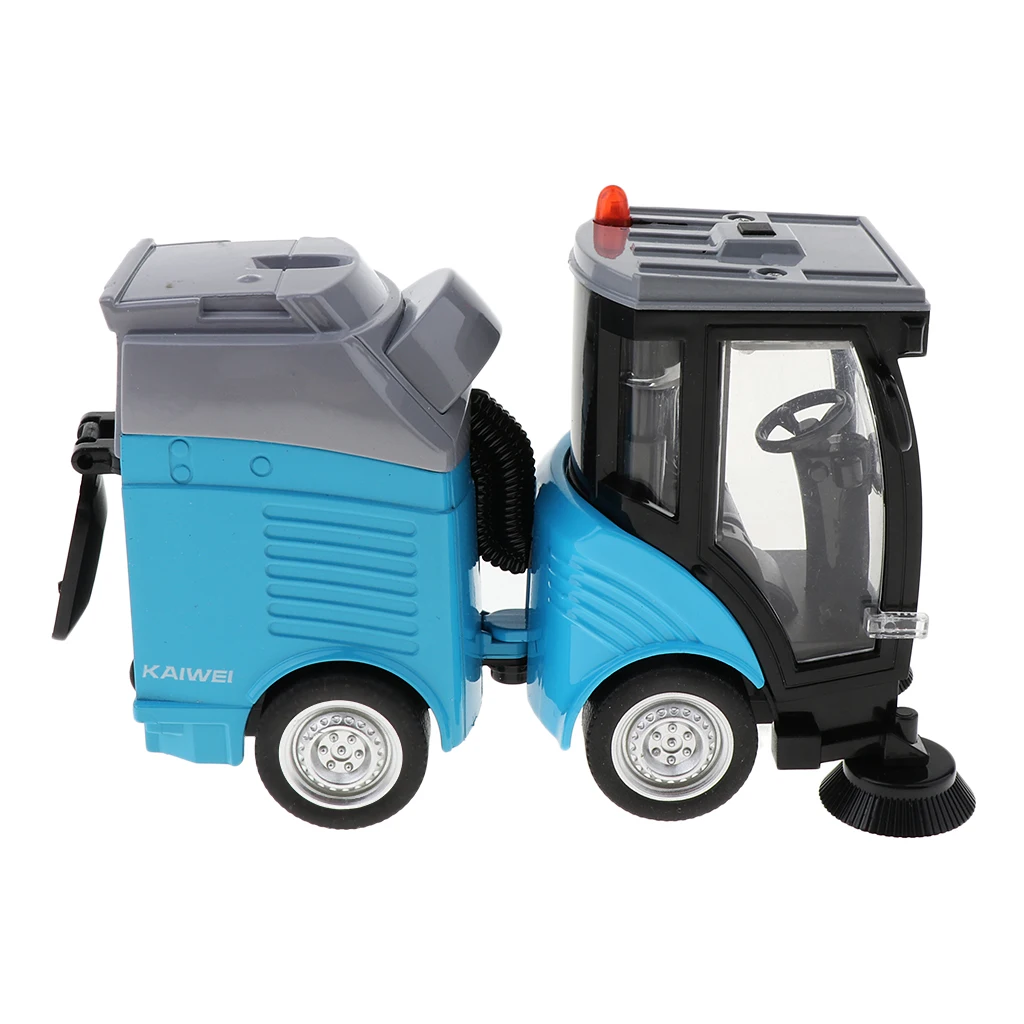 Street Sweeper Diecast Alloy Figure Vehicles Toy Car Pull-back Truck for Kids Children Pretend Play - Blue, 7 x 14.5 x 9.5cm