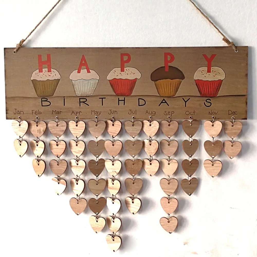 DIY Wooden Birthday Calendar Board Family Friends Birthday Calendar