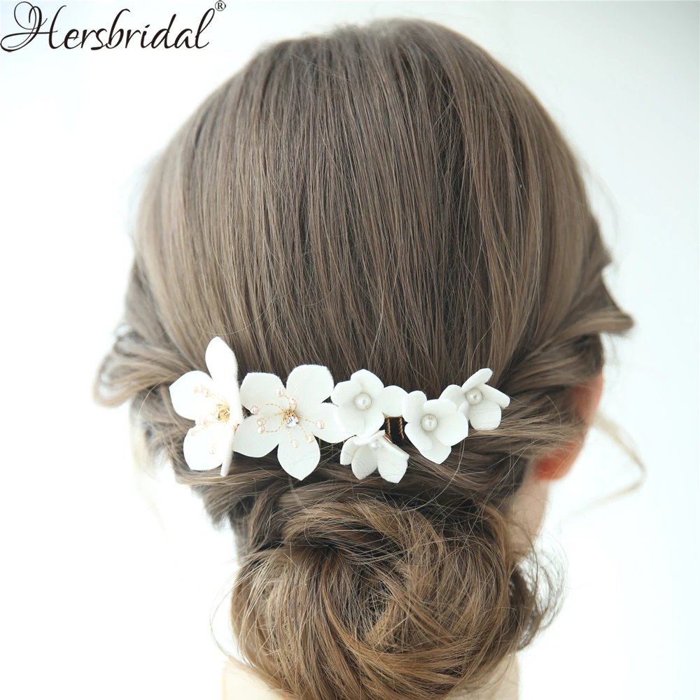 

Crystal And Rhinestone Beaded Leather Fabric Wedding Hair Comb Handmade Fashion Bridal Headpiece