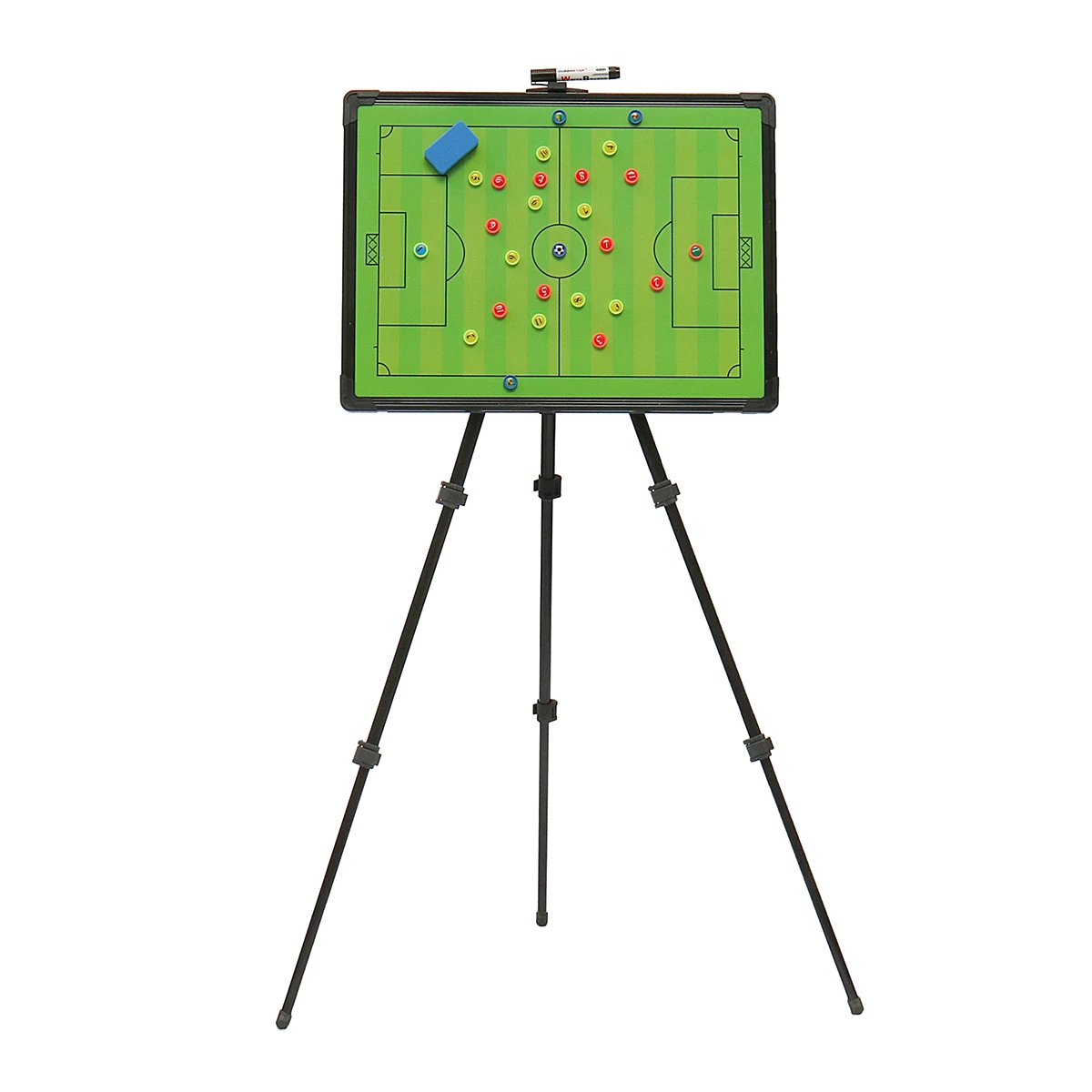 

Professional Football Tactical Coaching Board Training Guidance Magnetic w/ Tripod Bump-proof Rubber Corners Stainless Steel+PVC