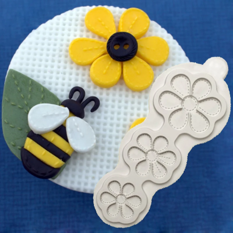 

Stitched Flowers Mould Fondant Cake Decorating Tools Silicone Molds Sugarcrafts Chocolate Baking Tools for Cakes Gumpaste Fimo