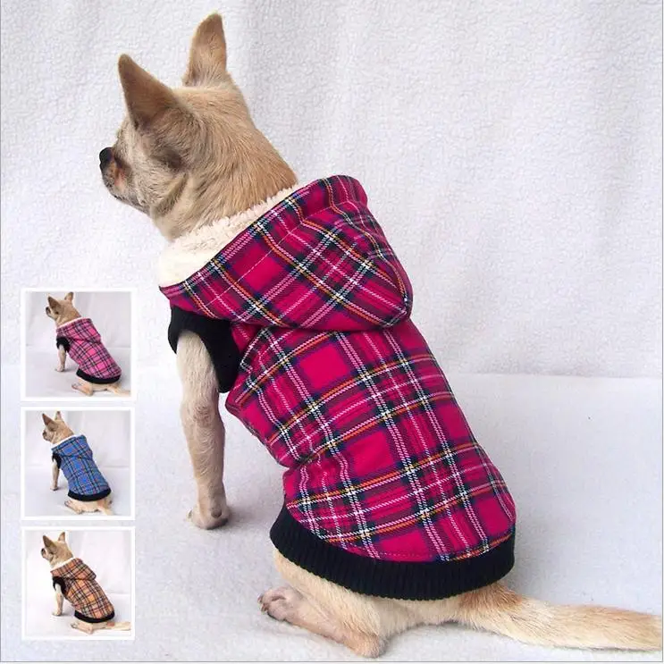 SALE Winter Dog clothes scottish plaid chihuahua clothing for dogs Jackets 100% Cotton Pet ...