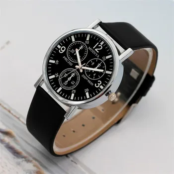 

montre homme 2018 Three Eye Watches Quartz Men's Watch Blue Glass Belt Watch Men relogio masculino clock
