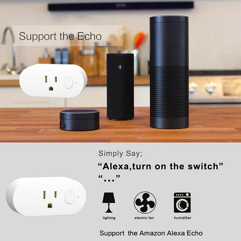 

Wifi Smart Plug Mini Intelligent Socket Work with Alexa/Echo dot Voice Control Timing Function Energy No Hub Required Control