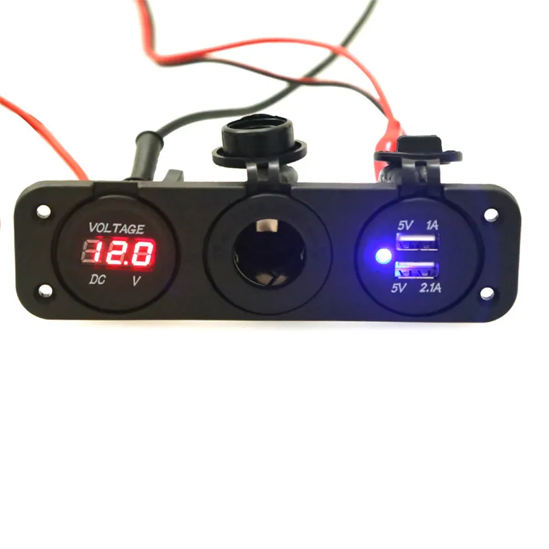 

2018 Led Car Charger Motorcycle Plug Dual USB Adaptor+12V/24V Cigarette Lighter Socket Moblie Phone Charger for Iphone 7 plus