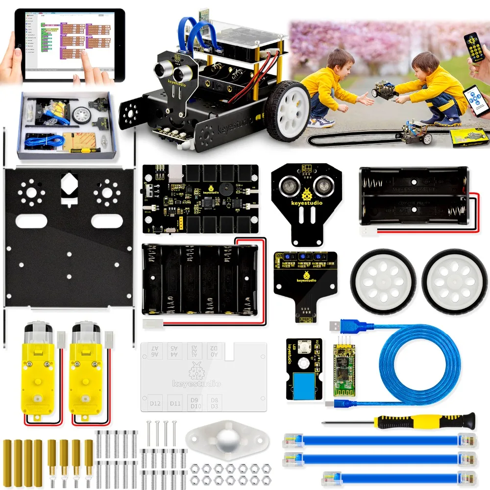 Keyestudio KEYBOT программируемый Обучающий робот автомобильный комплект+ Руководство пользователя для Arduino графическое Программирование