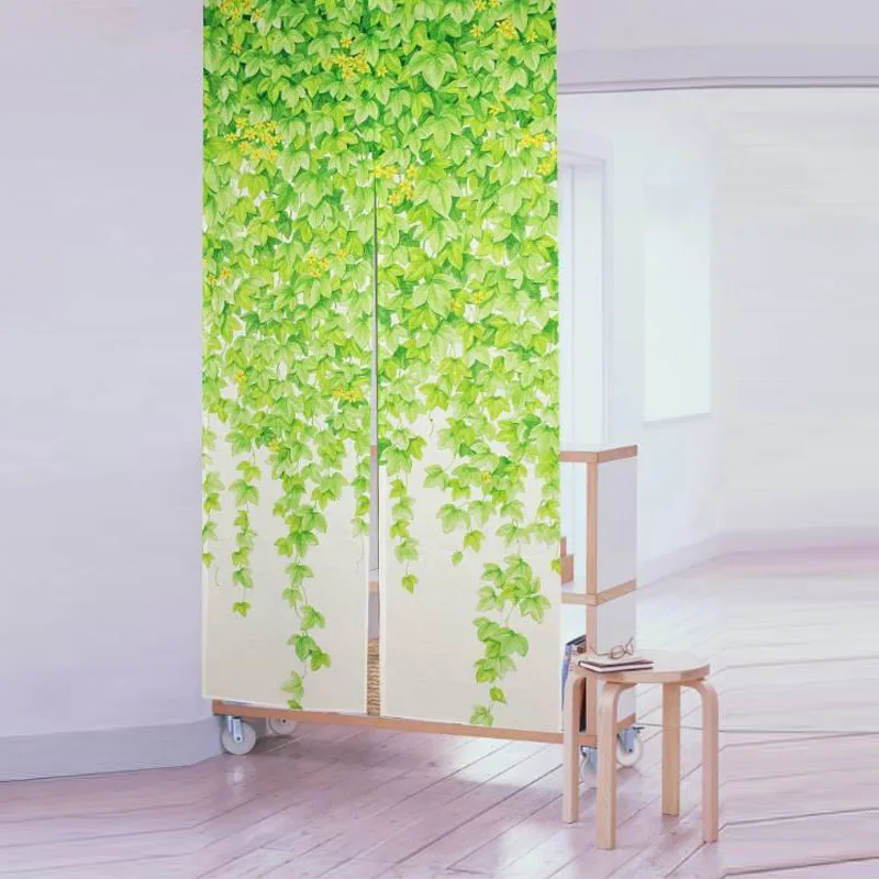 

Nice Curtains High quality morden japanese tricot yarn green leaves print door curtain air curtain kitchen curtain for door 85 1