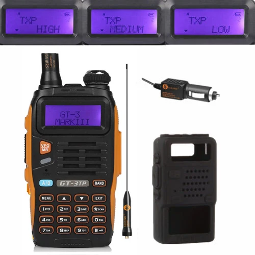 

Baofeng GT-3TP MarkIII TP 1/4/8Watt High Power Dual-Band 136-174/400-520MHz Ham Two-way Radio Walkie Talkie Case Car Charger