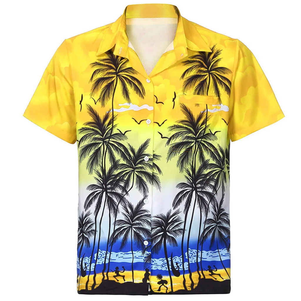 Мужская гавайская рубашка, мужские повседневные пляжные рубашки с принтом лимонов, брендовая одежда с коротким рукавом, азиатские рубашки, мужская рубашка, одежда