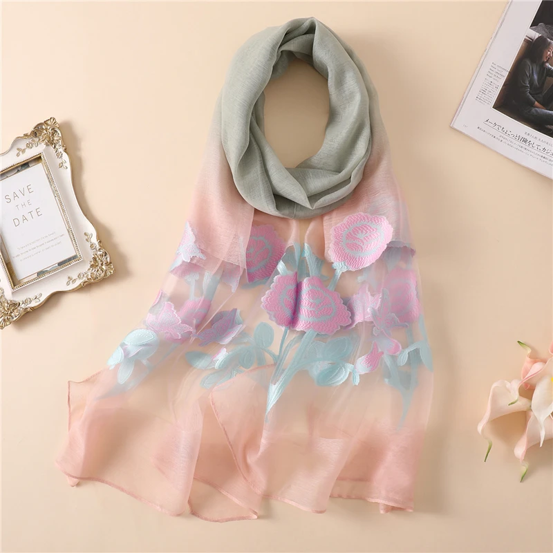 Дизайнерский брендовый женский шарф летние шелковые шали хиджабы женские накидки пашмины органза пляжные палантины шарфы платки - Цвет: A11-7